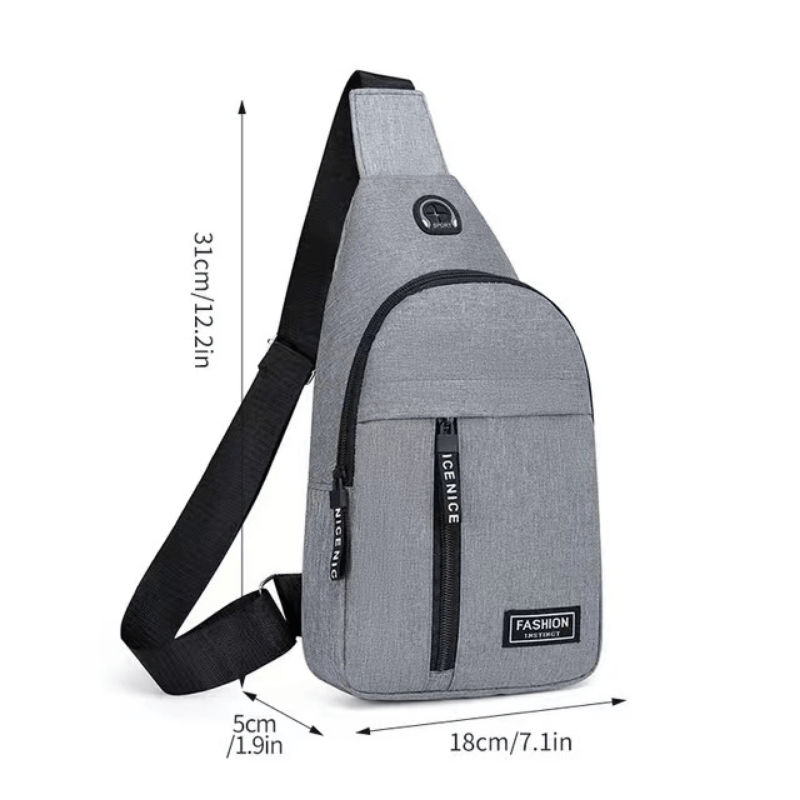 Men's Casual Crossbody Bag With Earphone Hole for Outdoor Sports Hiking