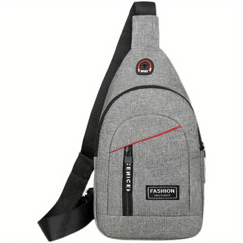 Men's Crossbody Bag Earphone Hole Multifunction Shoulder Bag Outdoor Sports