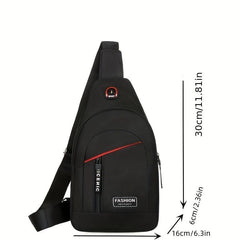 Men's Crossbody Bag Earphone Hole Multifunction Shoulder Bag Outdoor Sports