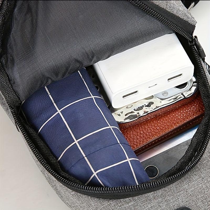 Men's Crossbody Bag Earphone Hole Multifunction Shoulder Bag Outdoor Sports