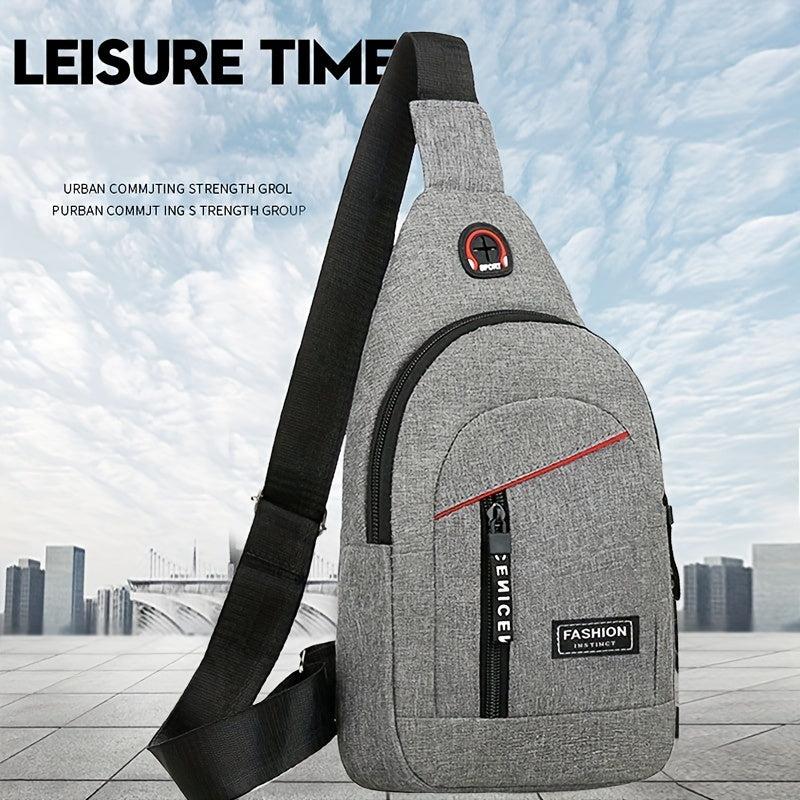 Men's Crossbody Bag Earphone Hole Multifunction Shoulder Bag Outdoor Sports