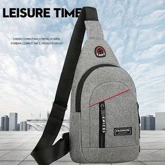 Men's Crossbody Bag Earphone Hole Multifunction Shoulder Bag Outdoor Sports