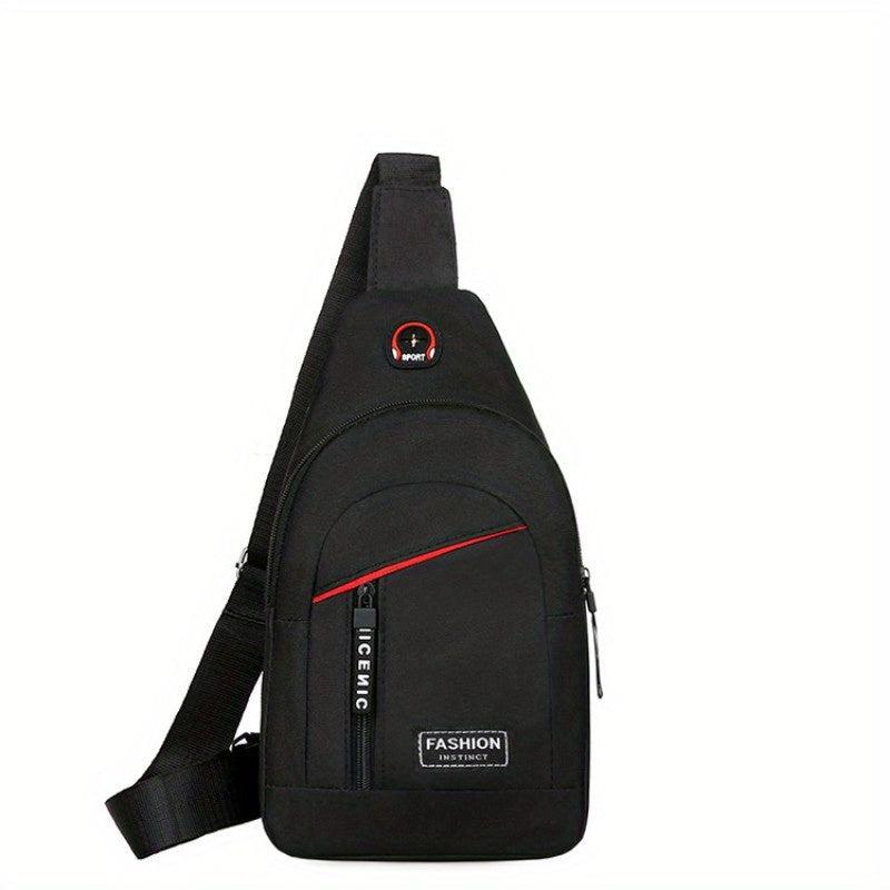 Men's Crossbody Bag Earphone Hole Multifunction Shoulder Bag Outdoor Sports