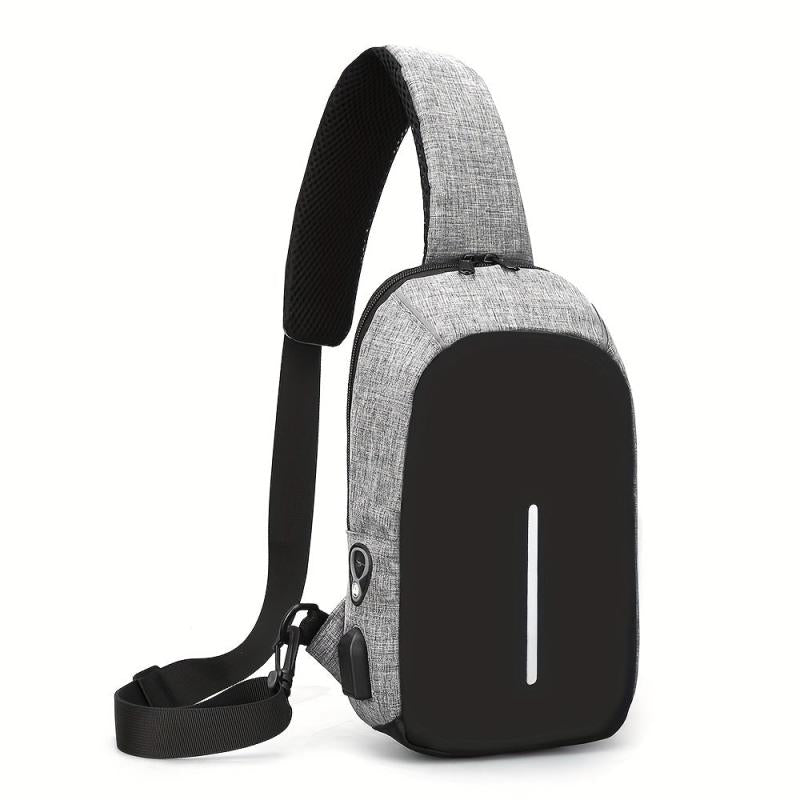 Men's Casual Chest Bag Outdoor Shoulder Bag With USB Charging