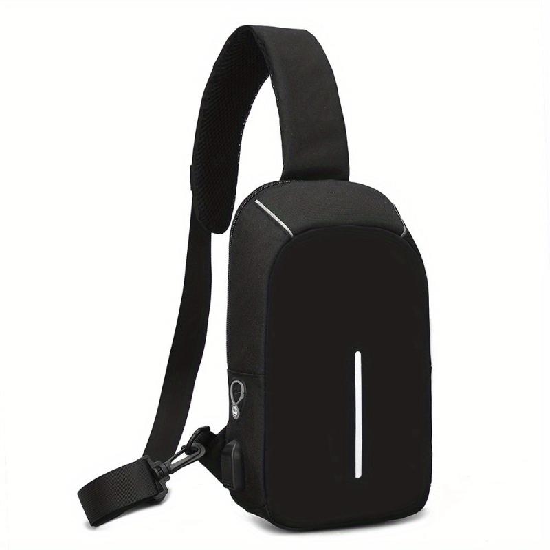 Men's Casual Chest Bag Outdoor Shoulder Bag With USB Charging