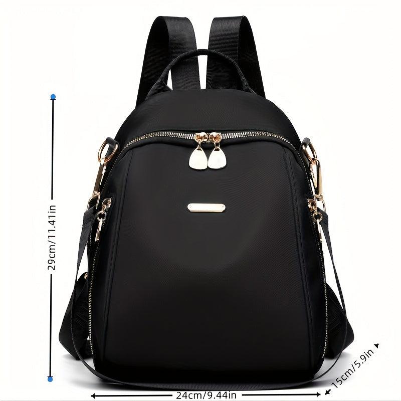 Nylon Backpack Purse Solid Travel Schoolbag Women's Two way Shoulder Bag