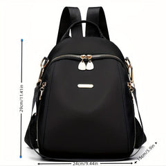 Nylon Backpack Purse Solid Travel Schoolbag Women's Two way Shoulder Bag