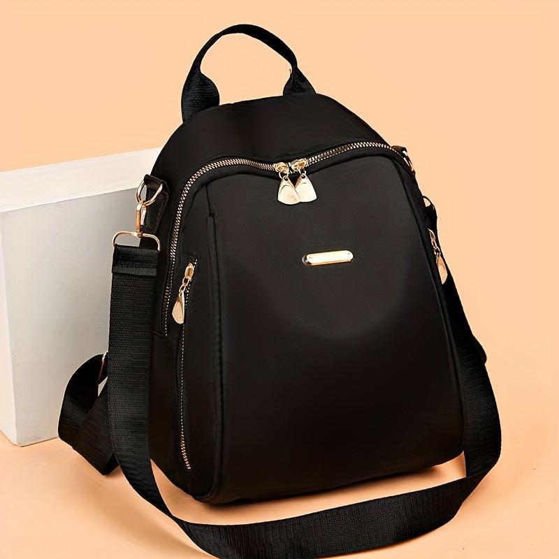 Nylon Backpack Purse Solid Travel Schoolbag Women's Two way Shoulder Bag