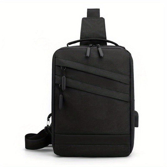Men's Casual Chest Bag Outdoor Sports Chest Bag With USB Charging Port