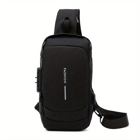 Men's Nylon Crossbody Bag USB Charging Waterproof Shoulder Bag