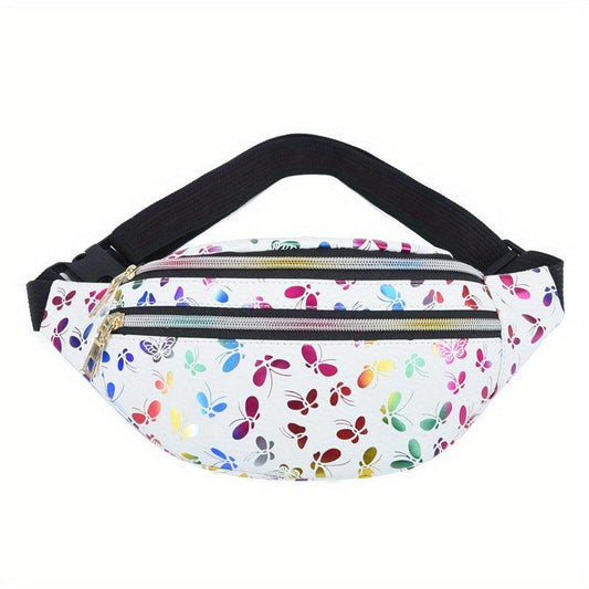 Colorful Print Waist Bag Double Zipper Chest Bag