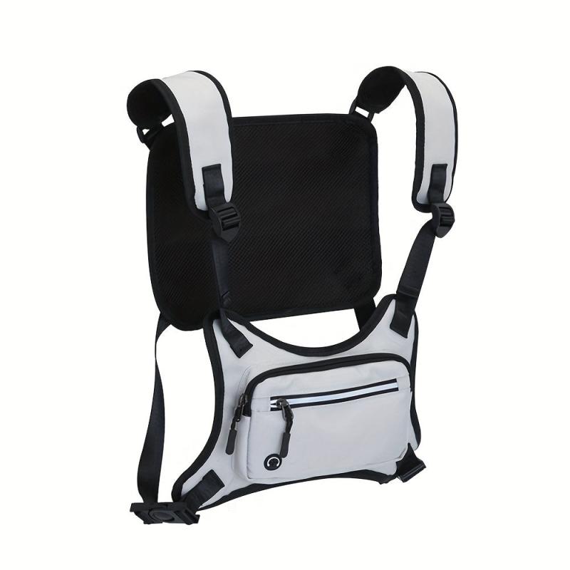 Men's Waterproof Reflective Strip Vest Bag Hip Hop Streetwear Waist Pack