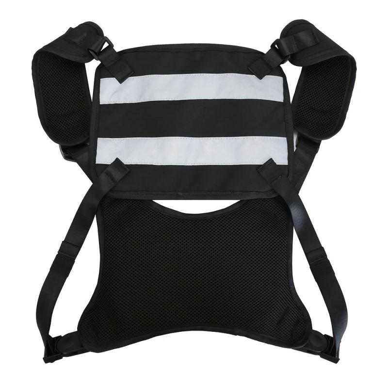 Men's Waterproof Reflective Strip Vest Bag Hip Hop Streetwear Waist Pack
