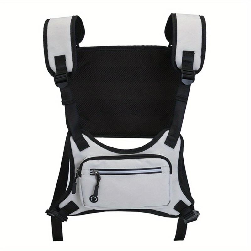 Men's Waterproof Reflective Strip Vest Bag Hip Hop Streetwear Waist Pack