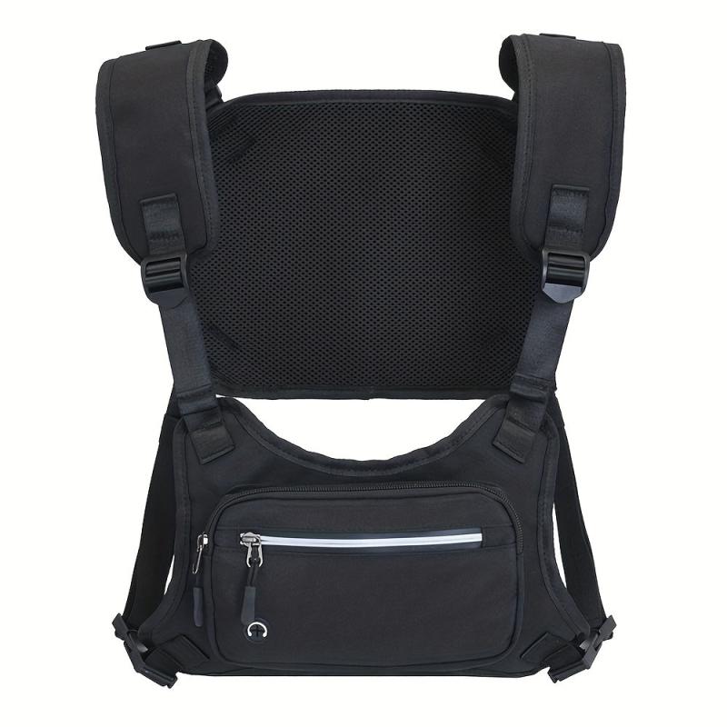 Men's Waterproof Reflective Strip Vest Bag Hip Hop Streetwear Waist Pack