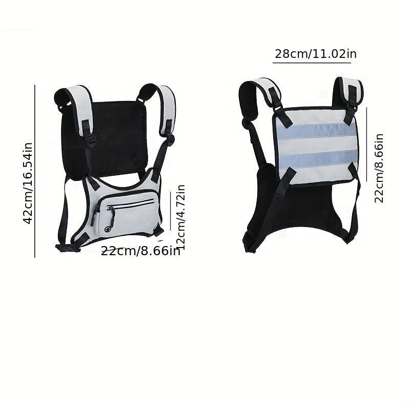 Men's Waterproof Reflective Strip Vest Bag Hip Hop Streetwear Waist Pack