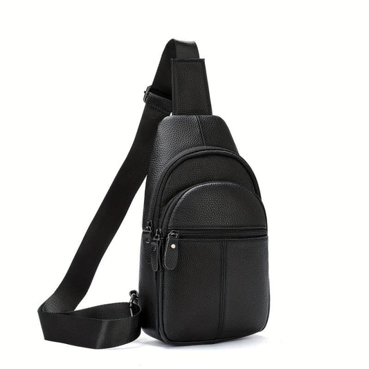Men's High Leather Chest Bag for Mobile Phone
