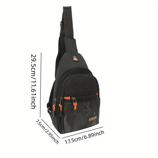 Men's Nylon Chest Bag with Earphone Hole for Outdoor Sports