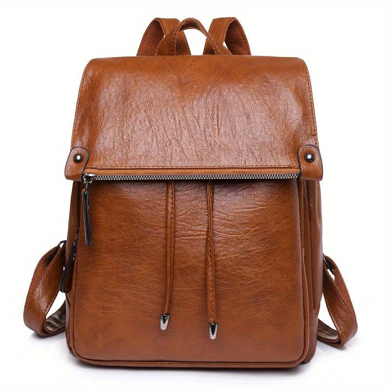 Anti Theft Large Capacity PU Leather Textured School Travel Backpack