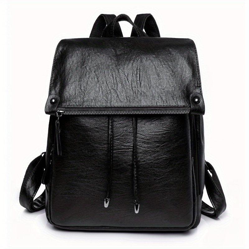 Anti Theft Large Capacity PU Leather Textured School Travel Backpack