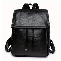 Anti Theft Large Capacity PU Leather Textured School Travel Backpack
