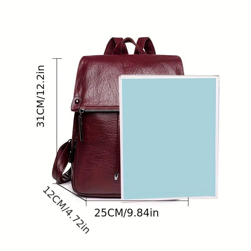 Anti Theft Large Capacity PU Leather Textured School Travel Backpack