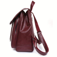 Anti Theft Large Capacity PU Leather Textured School Travel Backpack