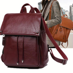Anti Theft Large Capacity PU Leather Textured School Travel Backpack