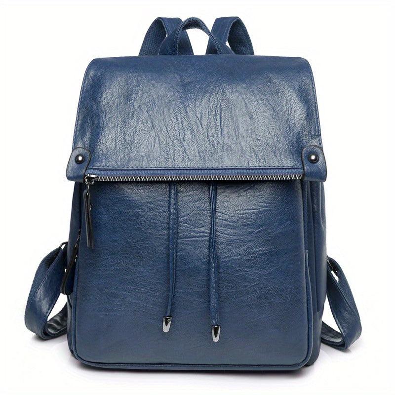Anti Theft Large Capacity PU Leather Textured School Travel Backpack