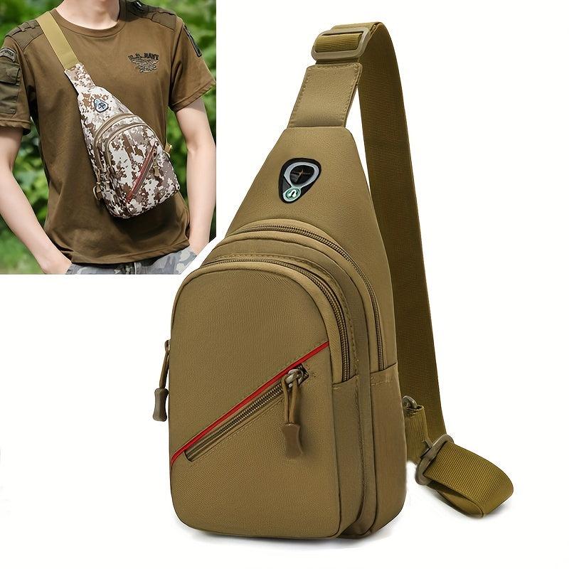 Tactical Chest Bag Camouflage Crossbody Bag with USB Charging Port