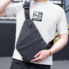 Men's Canvas Shoulder Bag Outdoor Sports Chest Bag