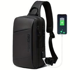 Men's Waterproof Chest Bag for 24 64cm iPad with USB, Large Capacity