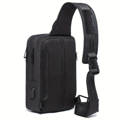 Men's Waterproof Chest Bag for 24 64cm iPad with USB, Large Capacity