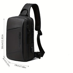 Men's Waterproof Chest Bag for 24 64cm iPad with USB, Large Capacity