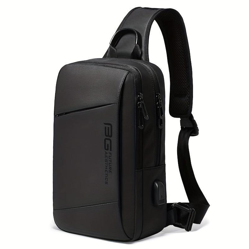 Men's Waterproof Chest Bag for 24 64cm iPad with USB, Large Capacity