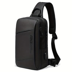 Men's Waterproof Chest Bag for 24 64cm iPad with USB, Large Capacity
