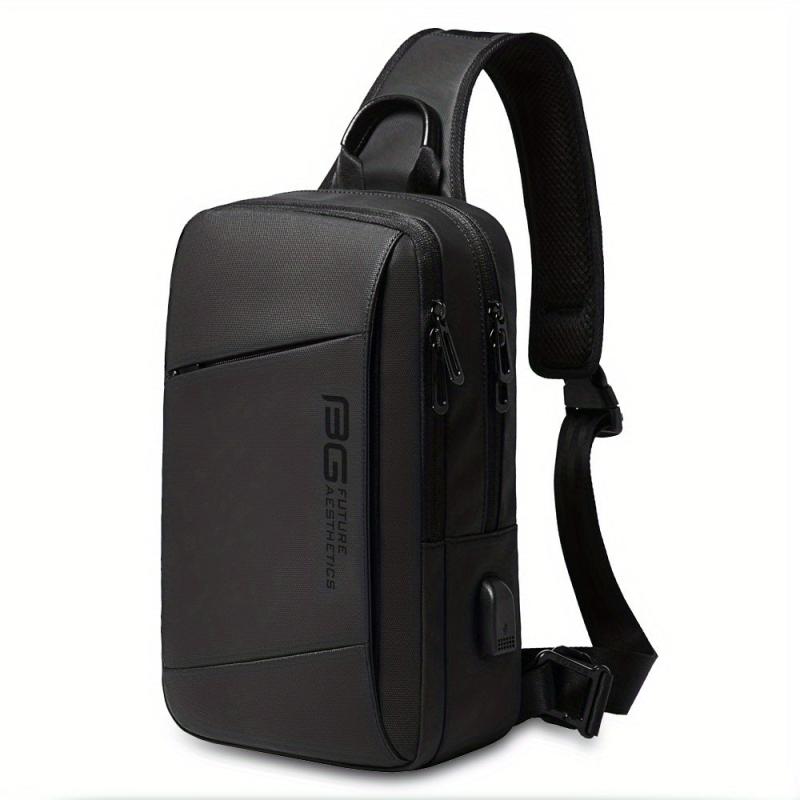 Men's Waterproof Chest Bag for 24 64cm iPad with USB, Large Capacity