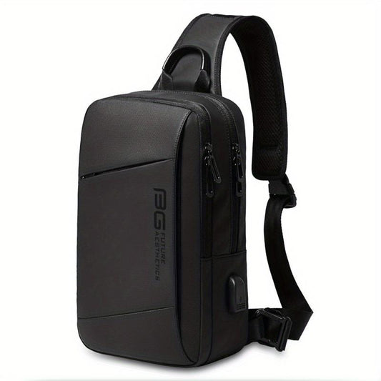 Men's Waterproof Chest Bag for 24 64cm iPad with USB, Large Capacity
