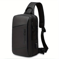 Men's Waterproof Chest Bag for 24 64cm iPad with USB, Large Capacity