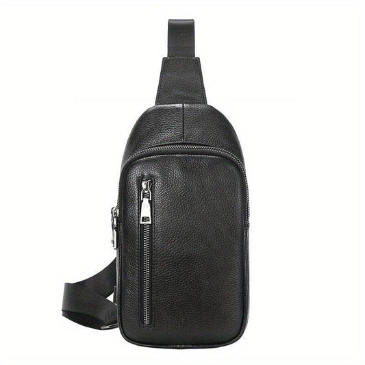 Men's Leather Sling Bag Backpack Outdoor Daypack Chest Pack Coffee