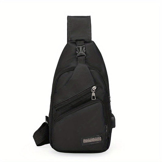 Men's Chest Bag USB Charging Canvas Messenger Bag
