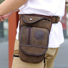Canvas Drop Leg Bag Men Women Motorcycle Thigh Waist Fanny Pack Tactical
