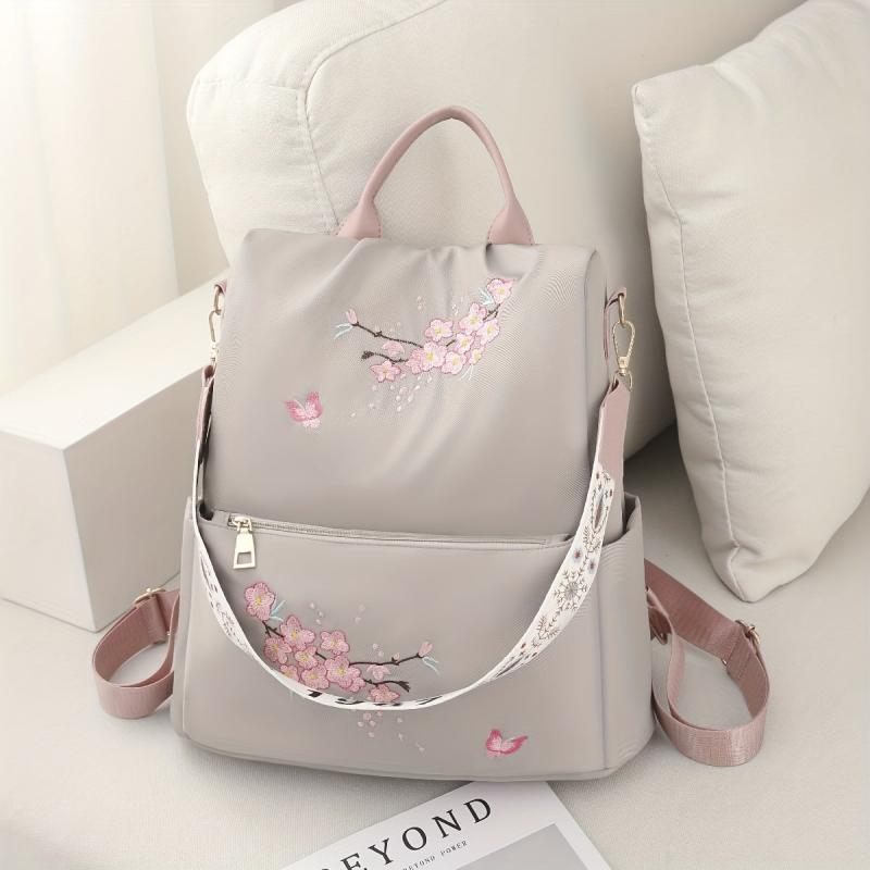 Ethnic Flower Embroidery Convertible Shoulder Bag