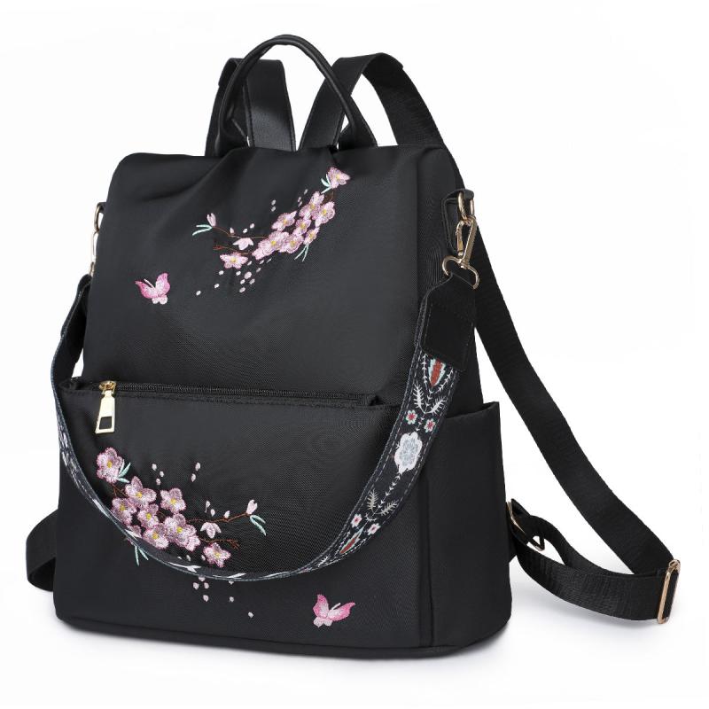 Ethnic Flower Embroidery Convertible Shoulder Bag