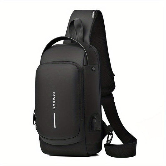 USB Rechargeable Men's Chest Bag Messenger Bag