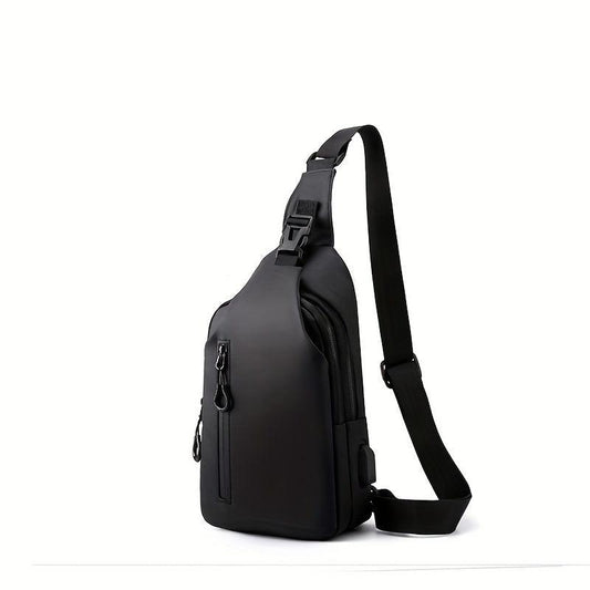 Casual Messenger Bag Men's Large Capacity USB Charging Chest Bag