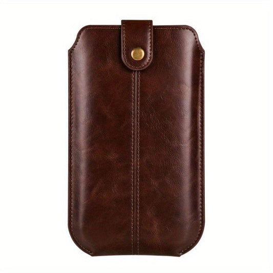 Men's PU Leather Waist Bag Mobile Phone Bag Outdoor Sports Hanging Waist Bag