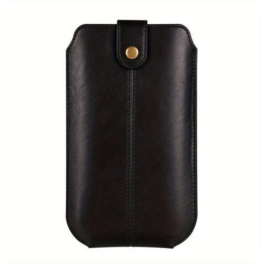Men's PU Leather Waist Bag Mobile Phone Bag Outdoor Sports Hanging Waist Bag