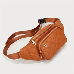 Rhombus Embroidered Waist Bag Earphone