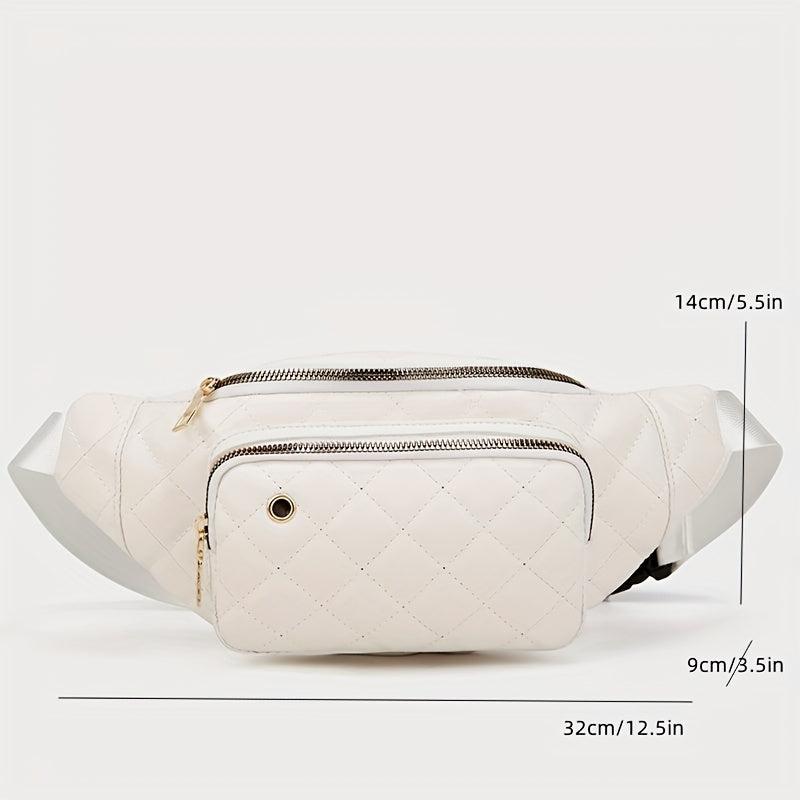 Rhombus Embroidered Waist Bag Earphone